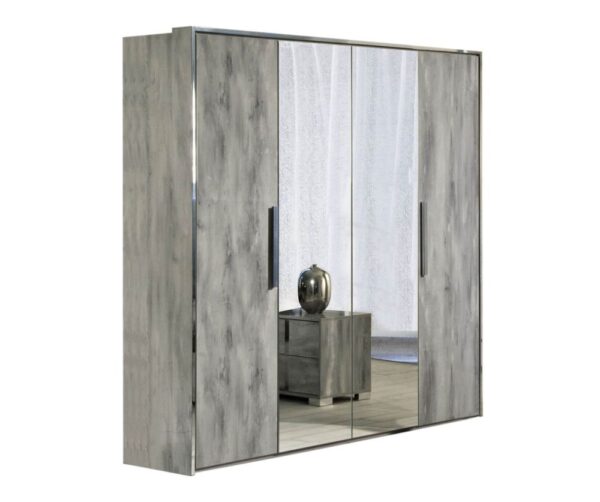H2O Design Serena Light Grey Italian 4 Door Wardrobe