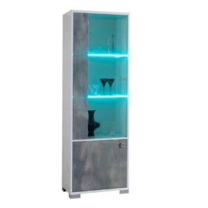 Ben Company Stella White and Grey Finish Italian 1 Door Vitrine