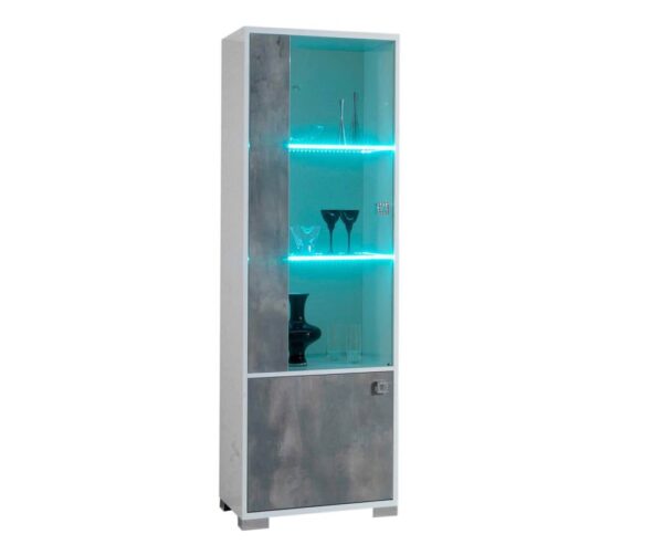 Ben Company Stella White and Grey Finish Italian 1 Door Vitrine