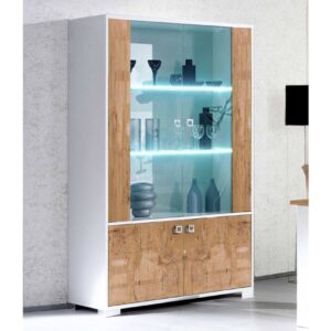 Ben Company Stella White and Oak Finish Italian 2 Door Vitrine