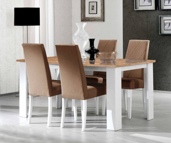 Ben Company Stella White and Oak Finish Italian Dining Table Only