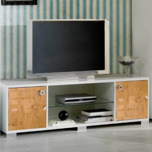 Ben Company Stella White and Oak Finish Italian Plasma TV Cabinet