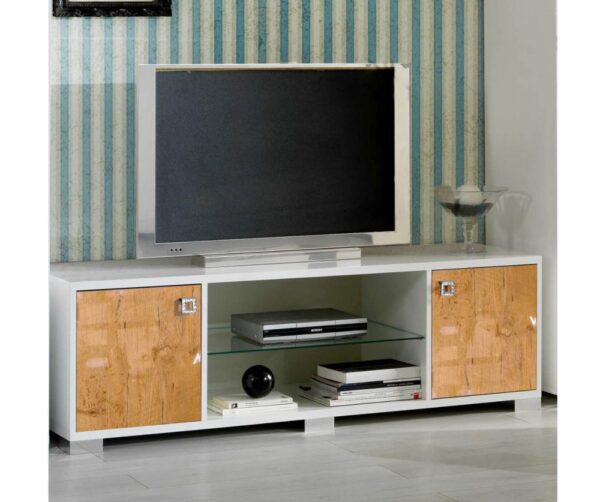 Ben Company Stella White and Oak Finish Italian Plasma TV Cabinet