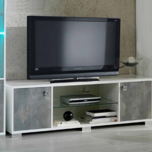 Ben Company Stella White and Grey Finish Italian Plasma TV Cabinet
