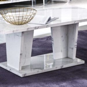 Ben Company Vittoria White Marble Finish Italian Coffee Table