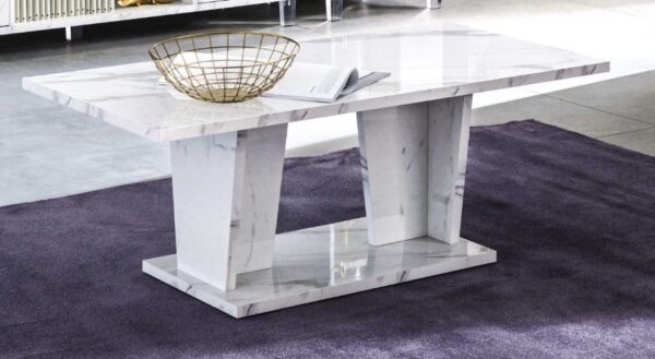 Ben Company Vittoria White Marble Finish Italian Coffee Table