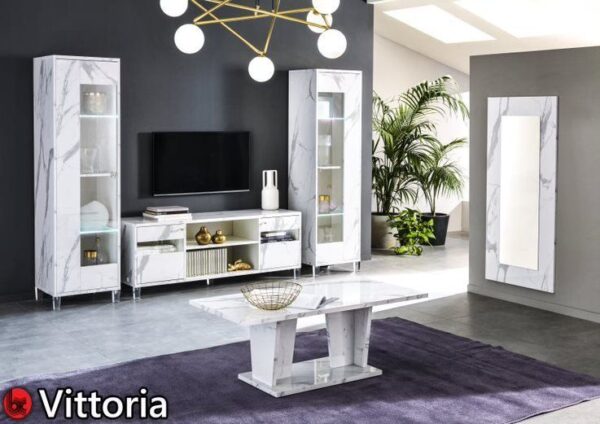 Ben Company Vittoria White Marble Finish Italian TV Composition Set