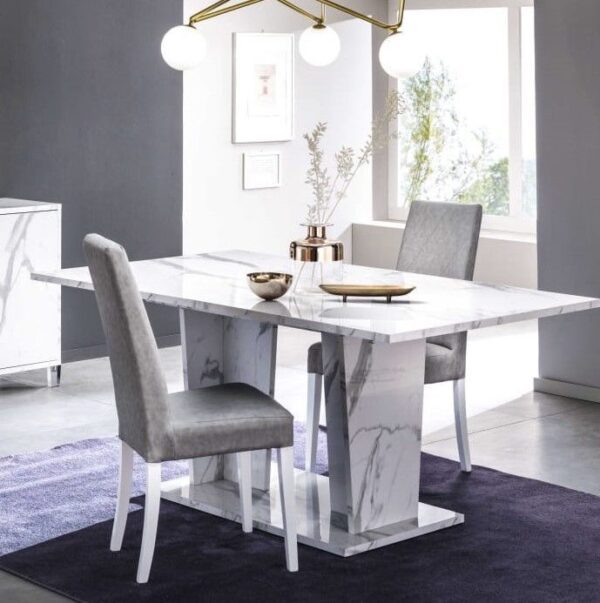 Ben Company Vittoria White and Grey Italian Dining Chair in Pair