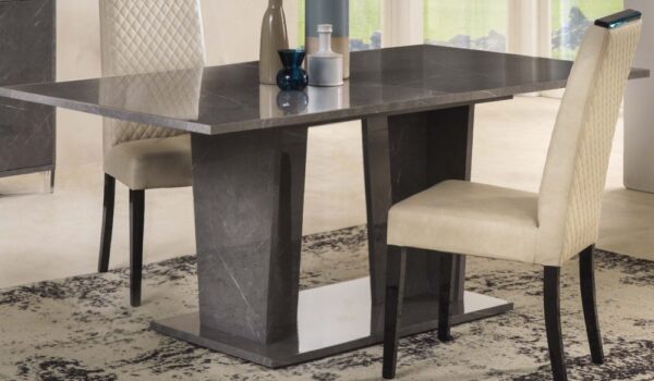 Ben Company Vittoria Grey Marble Finish Italian Extension Dining Table Only