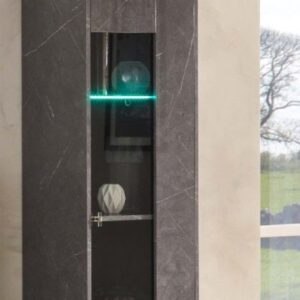 Ben Company Vittoria Grey Marble Finish Italian 1 Door Vitrine