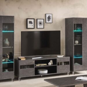 Ben Company Vittoria Grey Marble Finish Italian Plasma TV Cabinet