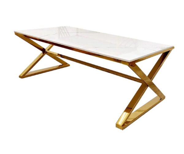 Furnish 365 Zion Polar White Sintered and Gold Coffee Table