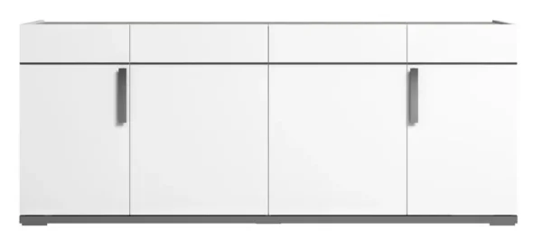 Modern Mara White 195cm Large Buffet 4 Door Sideboard with Metal Handle - Image 2