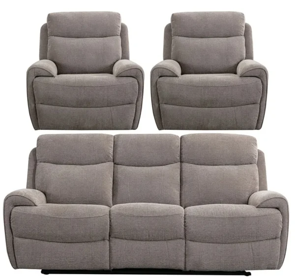 Aurelia Oatmeal Fabric 3+1+1 Recliner Sofa Set