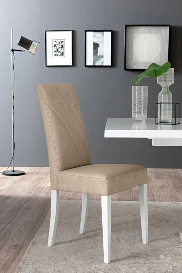 Set of 2 Lisa Italian Beige Faux Leather Dining Chair