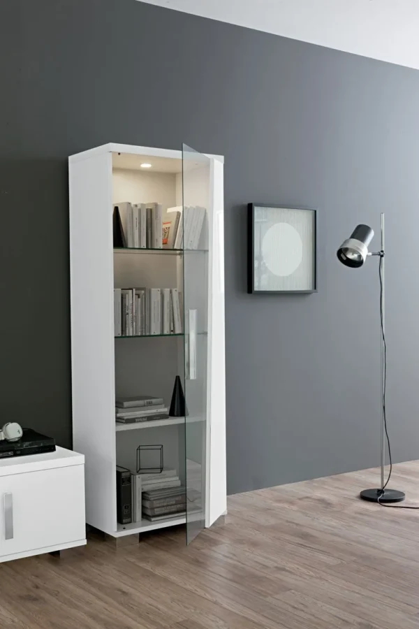 Lisa White Italian 1 Door Display Cabinet