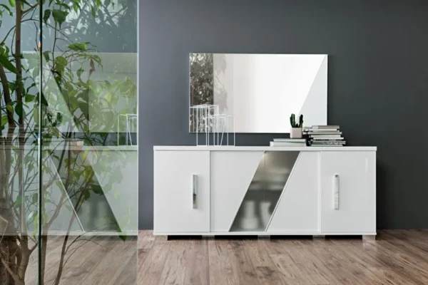 Status Lisa Day White High Gloss Italian Buffet Extra Large Sideboard, 202cm with 4 Door - Image 2