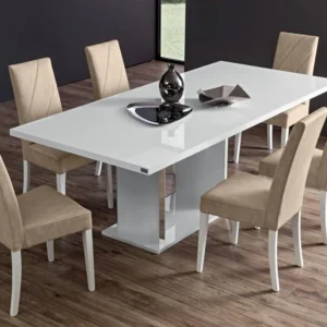 Lisa White Italian 6-10 Seater Extending Pedestal Dining Table