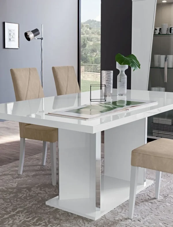 Lisa White Italian 6 Seater Pedestal Dining Table
