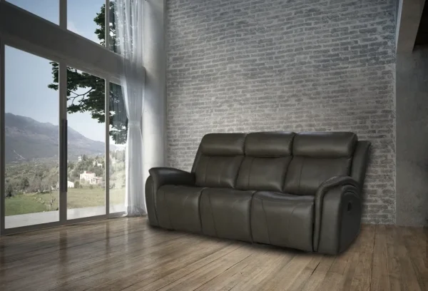 Corbin Pewter Leather Upholstered 2/3 Seater Recliner Sofa And Arm Chair