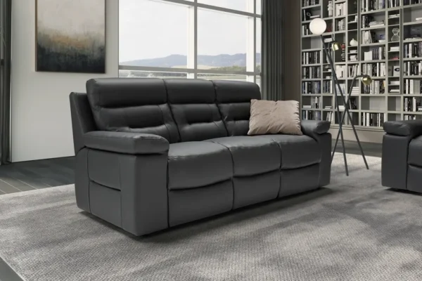 Amalfi Dark Grey Italian Leather 2/3 Seater Recliner Sofa And Arm Chair