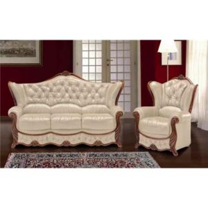 Christina Italian Full Leather 3 + 1 + 1 Sofa Suite