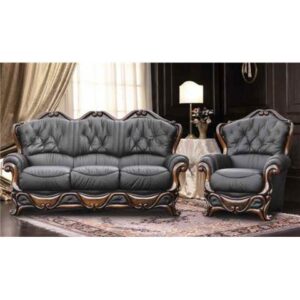 Dante Italian Full Leather 3 + 1 + 1 Sofa Suite