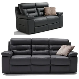 Irvington Dark Grey Italian Leather 3+2 Seater Recliner Sofa Set
