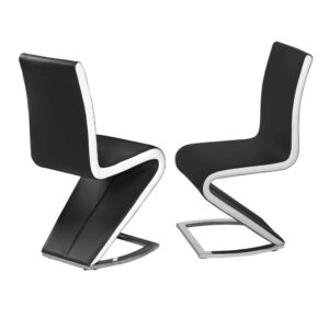 Le Aldridge Dining Chair Black with White PU Sides (2s)