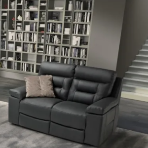 Irvington Dark Grey Italian Leather 2 Seater Recliner Sofa