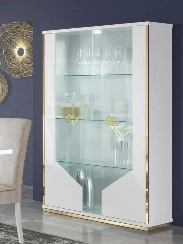 H2O Design Vogue White Italian 2 Door Display Cabinet