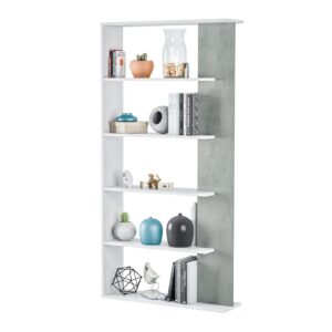 Epping Bookcase Table 5 Shelves White & Concrete