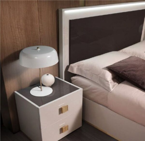 H2O Design Gilda Pearl Bronze Italian 2 Drawer Night Table