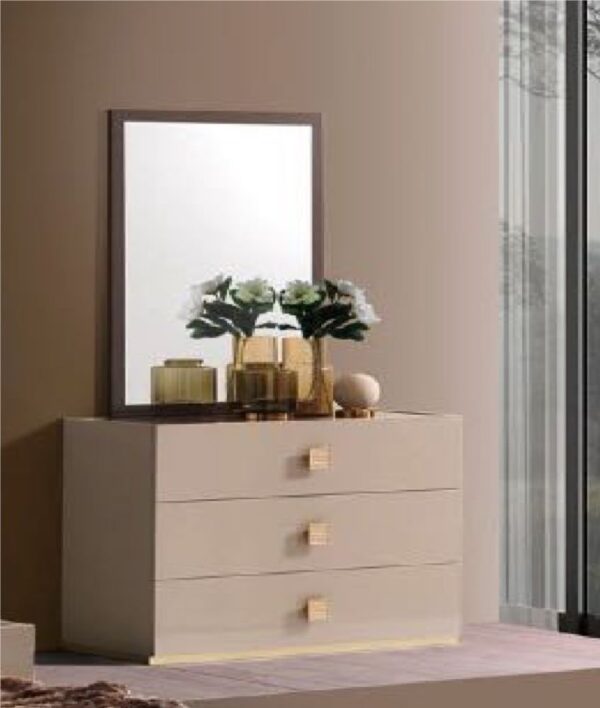 H2O Design Gilda Pearl Bronze Italian 3 Drawer Dresser