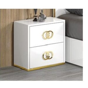 H2O Design Vogue White Italian 2 Drawer Night Table