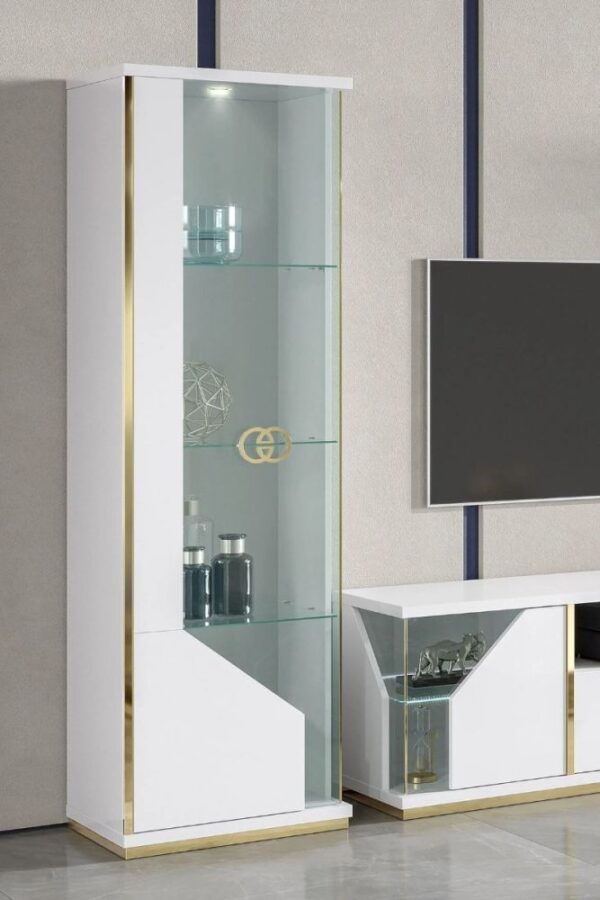 H2O Design Vogue White Italian 1 Door Display Cabinet