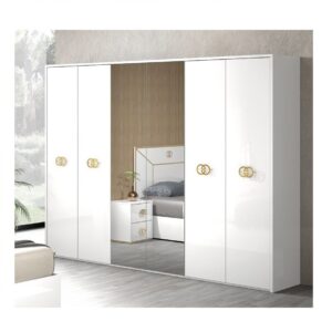 H2O Design Vogue White Italian 6 Door Wardrobe