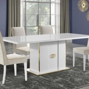 H2O Design Vogue White Italian Rectangular Dining Table with 6 Dining Chairs