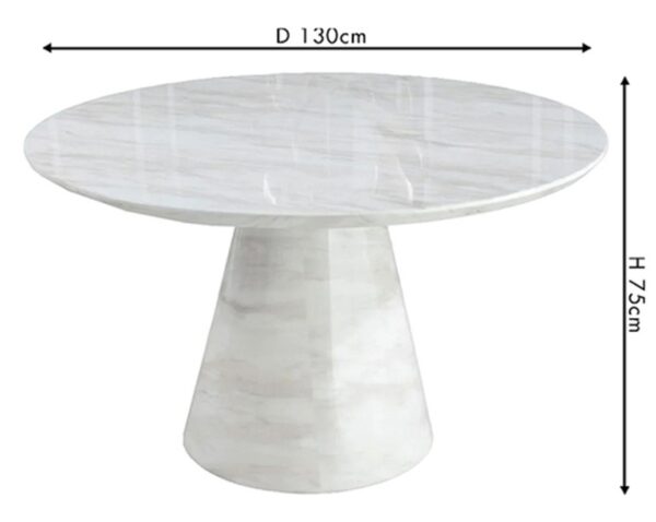 Cannes 130cm White Marble Round Dining Table - Image 3