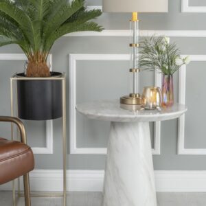 Cannes White Marble Round Side Table