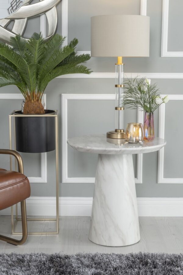 Cannes White Marble Round Side Table