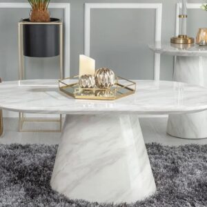 Cannes White Marble Oval Coffee Table