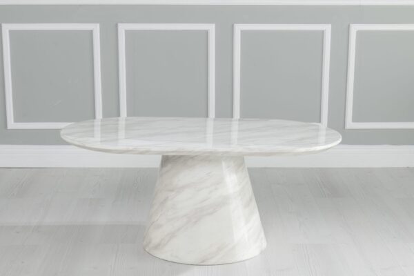 Cannes White Marble Oval Coffee Table - Image 2