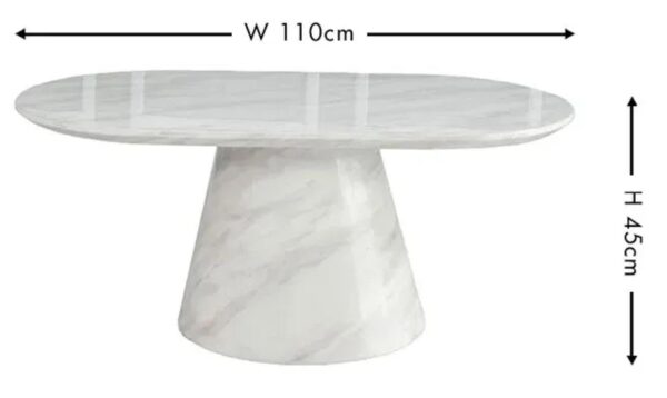 Cannes White Marble Oval Coffee Table - Image 3