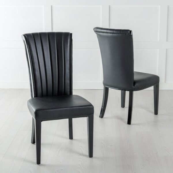 Ramona White Leather Large High Back Dining Chair with Black Legs - Image 2