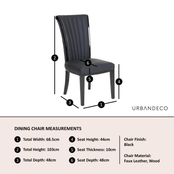 Ramona White Leather Large High Back Dining Chair with Black Legs - Image 6