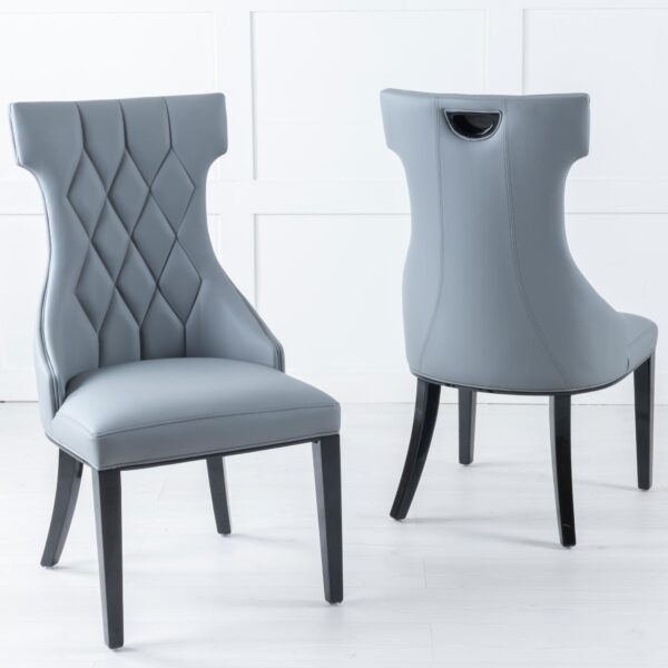 Tremiti Cream Leather Large High Back Dining Chair with Black Legs - Image 3
