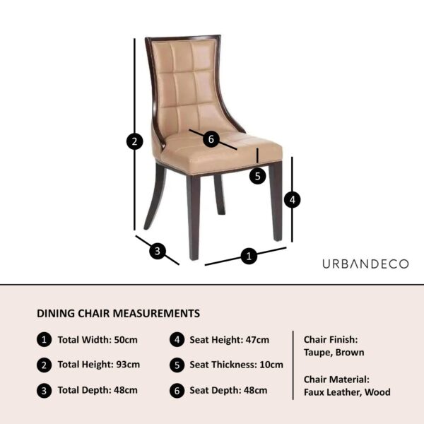 Zanetti Taupe Leather Dining Chair with Brown Legs - Image 4