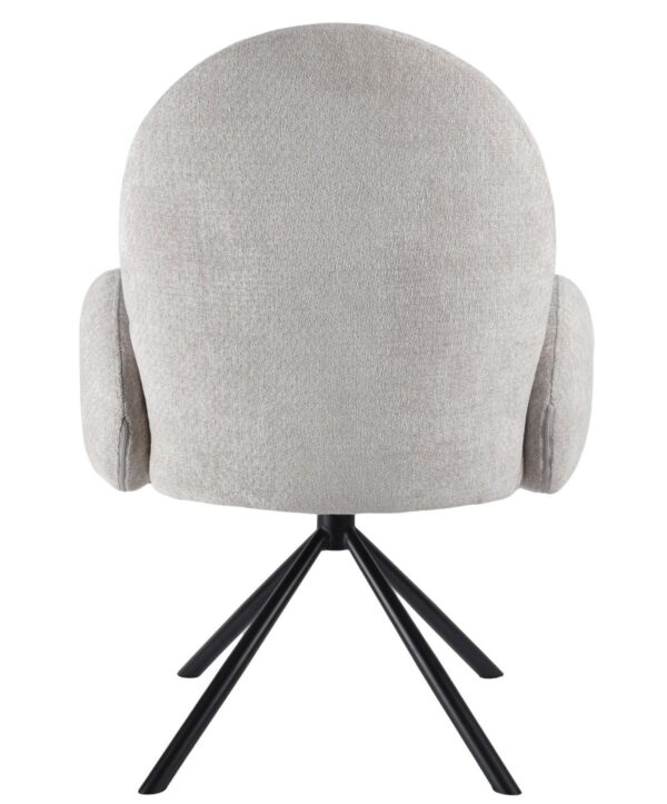 Lugo Grey Fabric Swivel Dining Armchair with Black Legs - Image 3