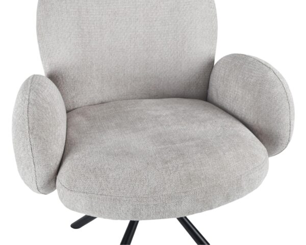 Lugo Grey Fabric Swivel Dining Armchair with Black Legs - Image 4